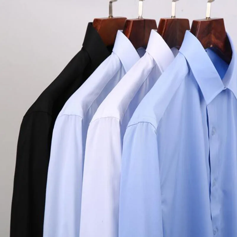 Модные мужские строгие рубашки Camisa дышащие удобные однобортные из ткани