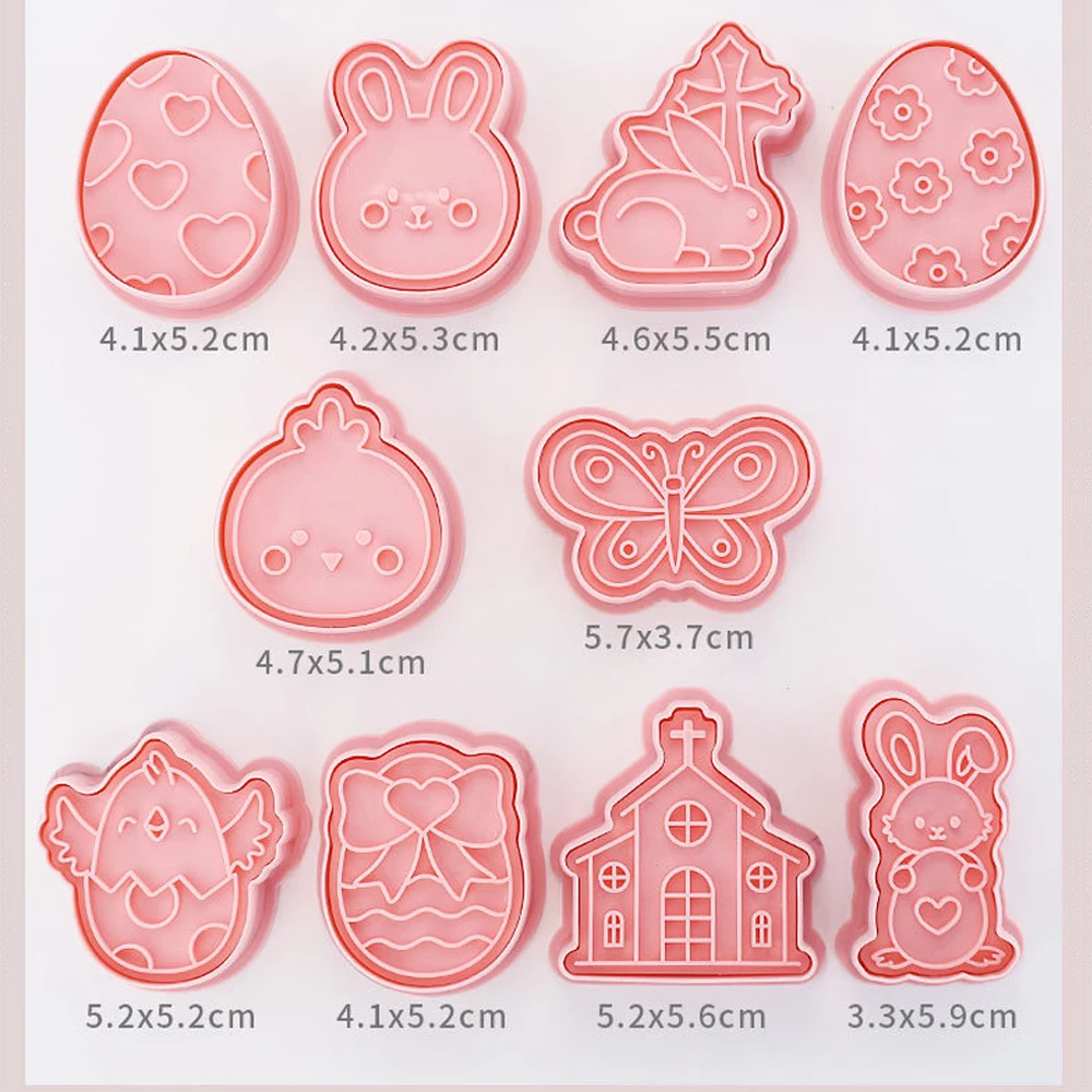 10Pcs/Set Cookie Cutter Easter Rabbit Egg Butterfly Pattern Biscuit Mold Festival Fondant Cake Decoration Tool Sugarcraft Baking |