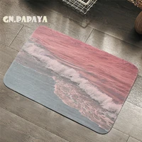 pink sea carpets scenic bathroom floor mats landscape beach wave toilet rugs kitchen area rug pads absorbent front door mat new