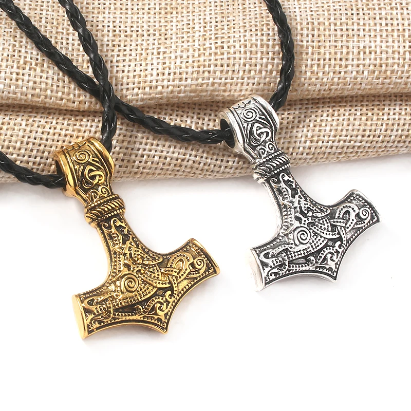 

Nordic Viking Necklace Pendant Thor's Hammer Norse Runes Amulet Choker Men And Women Cosplay Props Gifts Jewelry