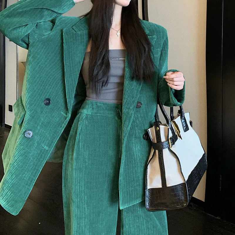 Костюм женский вельветовый из блейзера и брюк 2 предмета | Женская одежда