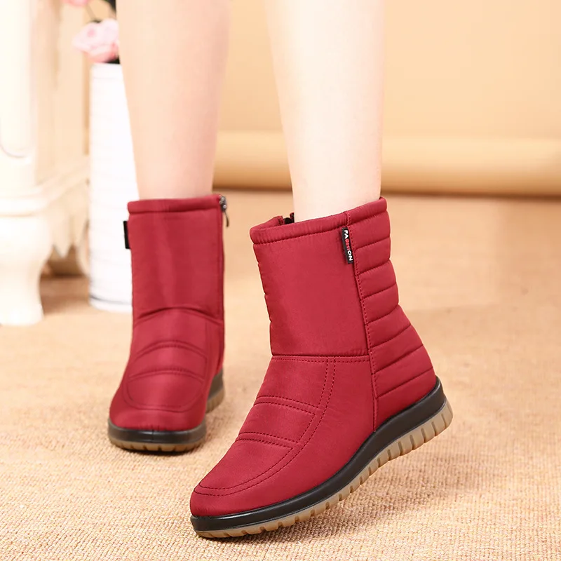 

Women's Snow Boots Woman Ankle Platform Wedges Fashion Slip-on New Winter Plus Velvet Waterproof Warm Shoes