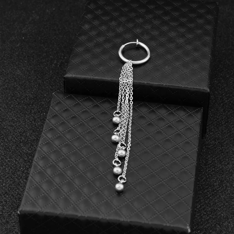 

Hip Hop Rock Long Tassels Of Beads Earrings Shaking Down The Chain Street Snap Stud earrings Jewelry Gifts For Men And Women