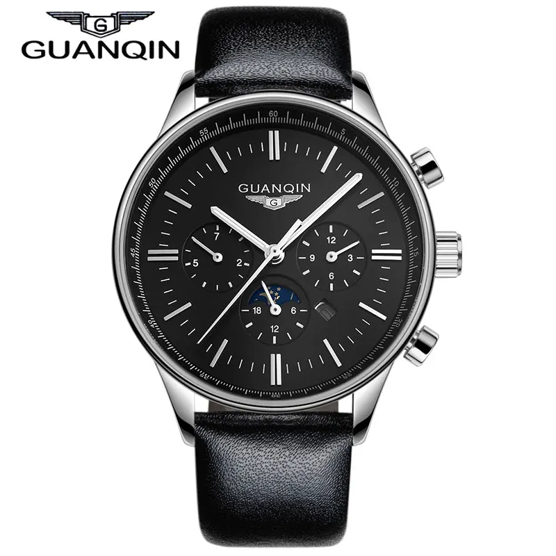 GUANQIN GQ12003 2017 мужские часы лучший бренд Роскошные светящиеся аналоговые модные