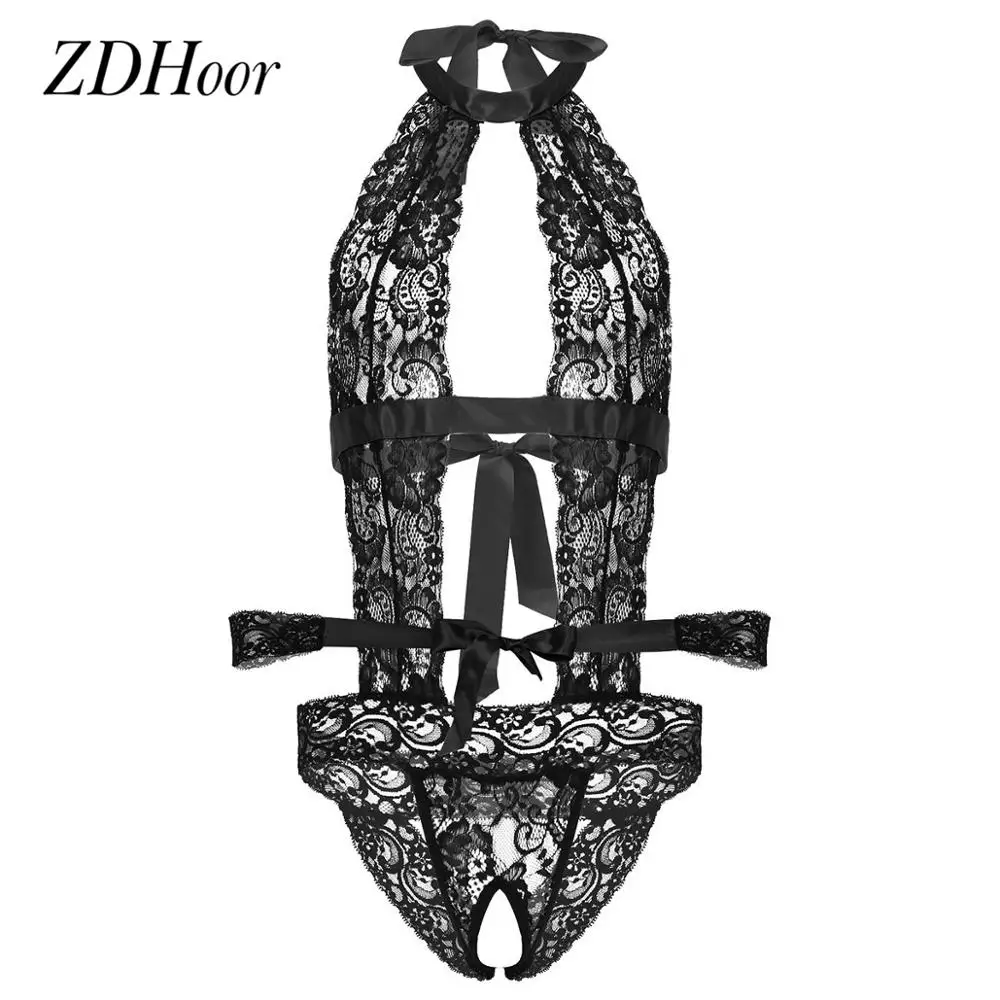 Комбинезон мужской кружевной с открытой спиной и бретелькой через шею |