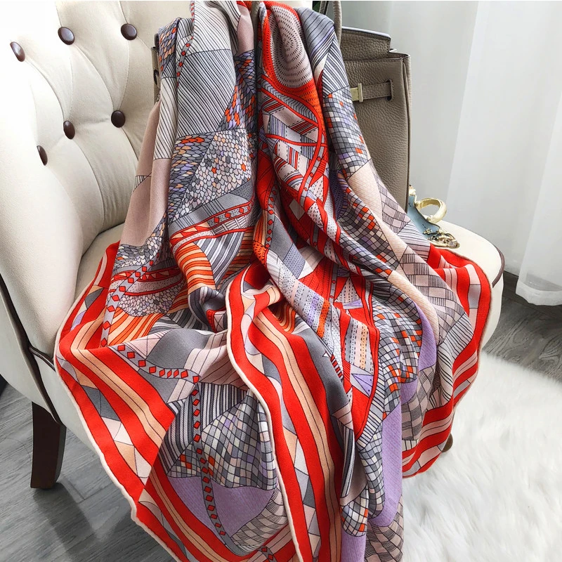 Warm Autumn winter 30% silk 70% cashmere scarf women Fashion 140*140 square lady soft Beach Travel office party shawl |