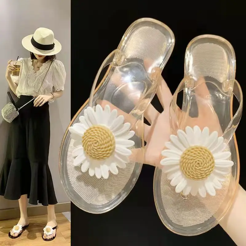 

Women's Summer Open Toe Flower Herringbone Slippers Soft Bottom Anti Slip Home Leisure Slippers Fashion Outdoor Beach Slipper