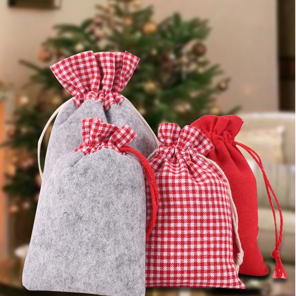 

24PCS Christmas Advent Calendar Drawstring Gift Bag Hanging Candy Gift Sacks Pouch With Clip Sticker Rope Home Decoration Active