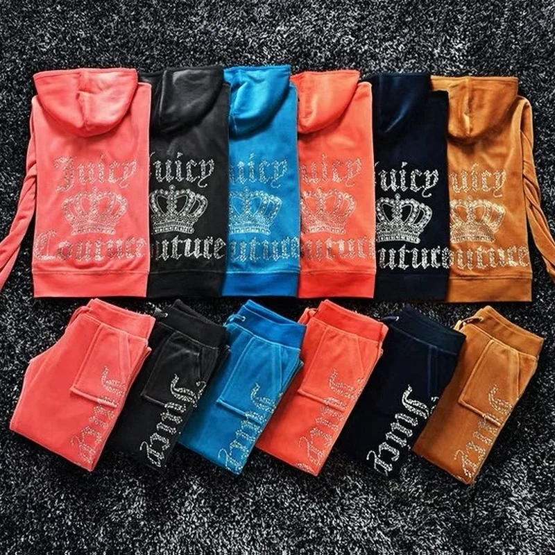 

Spring/Fall 2022 Women's Brand Velvet Tracksuits Velour Suit Women Track Suit Hoodies and Pants Juicy Coutoure Tracksuit Women
