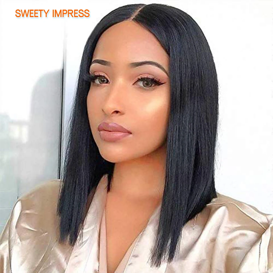 

Парик Sweety Impress Bob, парик из натуральных волос с короткой шнуровкой спереди, прямой парик для женщин, парик из человеческих волос спереди, прям...