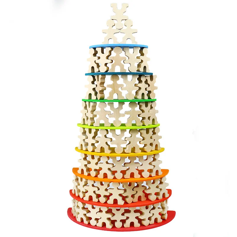 

Natural Wooden People Stacking Toys Wood Balance Blocks Kids Montessori Creative Blocks Stacker Children Educational Toys