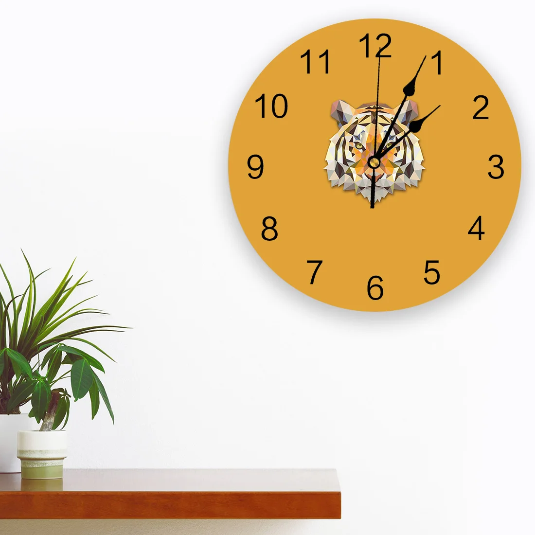 Geometric Animal Tiger Wall Clock For Home Decoration Living Room Quartz Needle Hanging Watch Modern Kitchen | Дом и сад