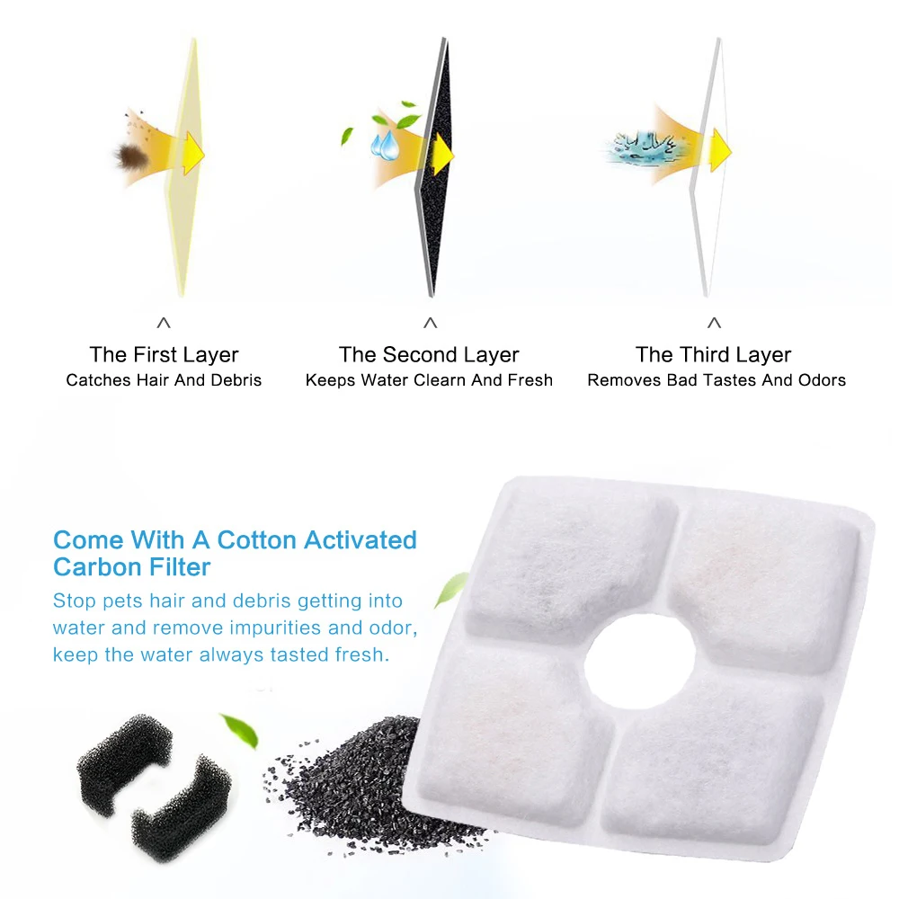 4PCS Activated Carbon Filter 2 Sponge For Automatic Cat Dog Fountain Water Feeder Replace Drinking Machine Accessories | Дом и сад