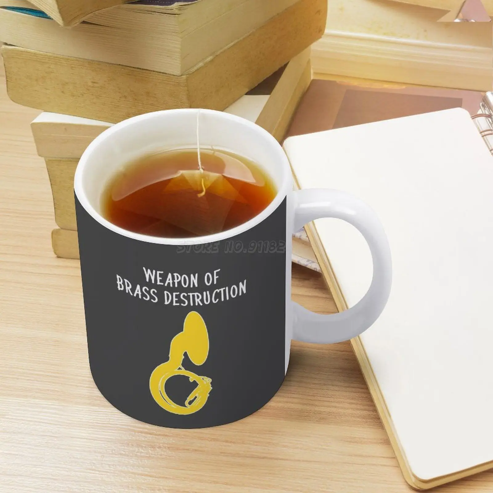 Сусафон - ОРУЖИЕ ИЗ ЛАТУНИ-Забавный подарок сусафонисту, керамическая белая кружка на 11 унций для чая и кофе.