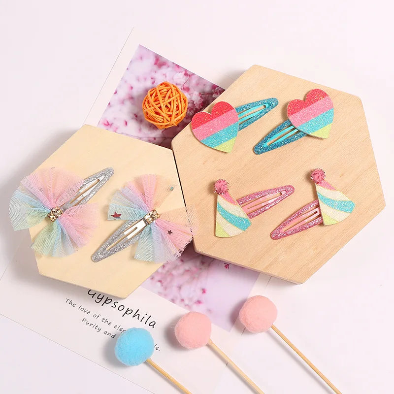 2 шт./компл. радужной расцветки для детей панда единорог Заколки волос девочек с