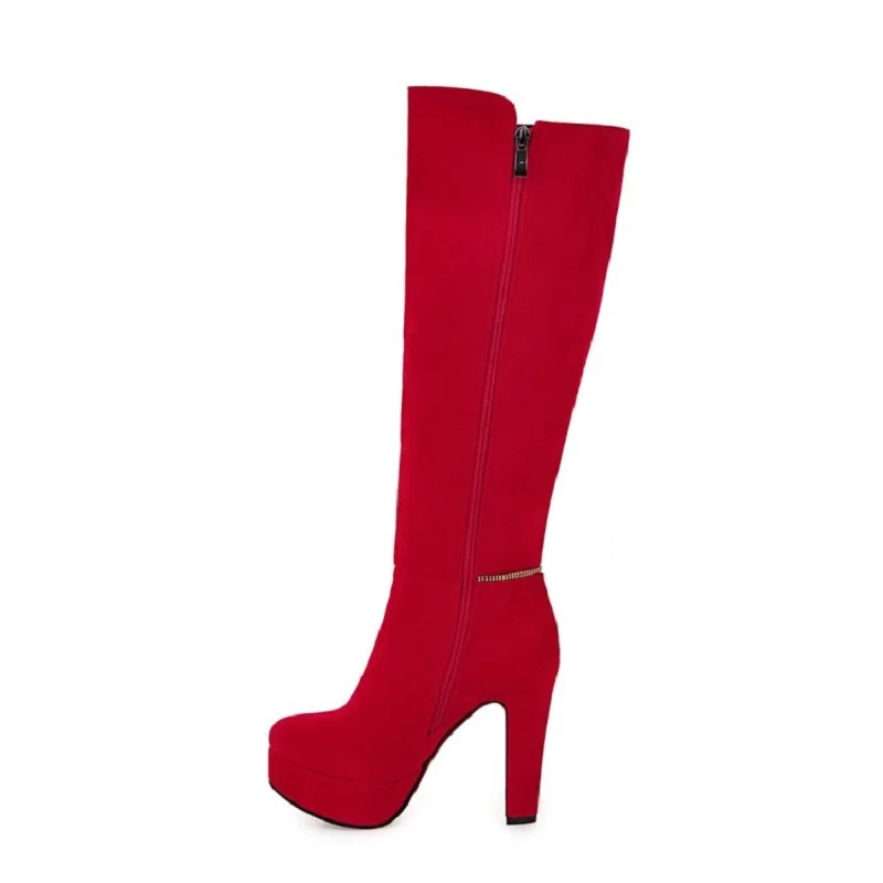 XJRHXJR Size 32-47 Woman Autumn Winter Motocycle Boots Women Fashion Thick High Heels Long Ladies Knee Platform | Обувь