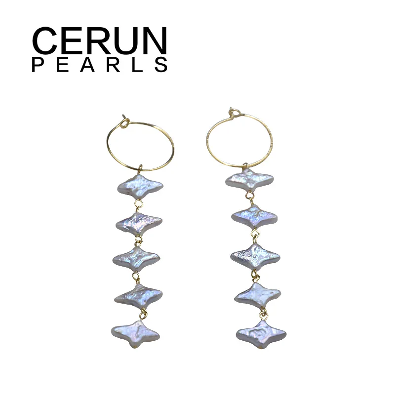 Серьги капли из натурального пресноводного жемчуга в стиле барокко золотые