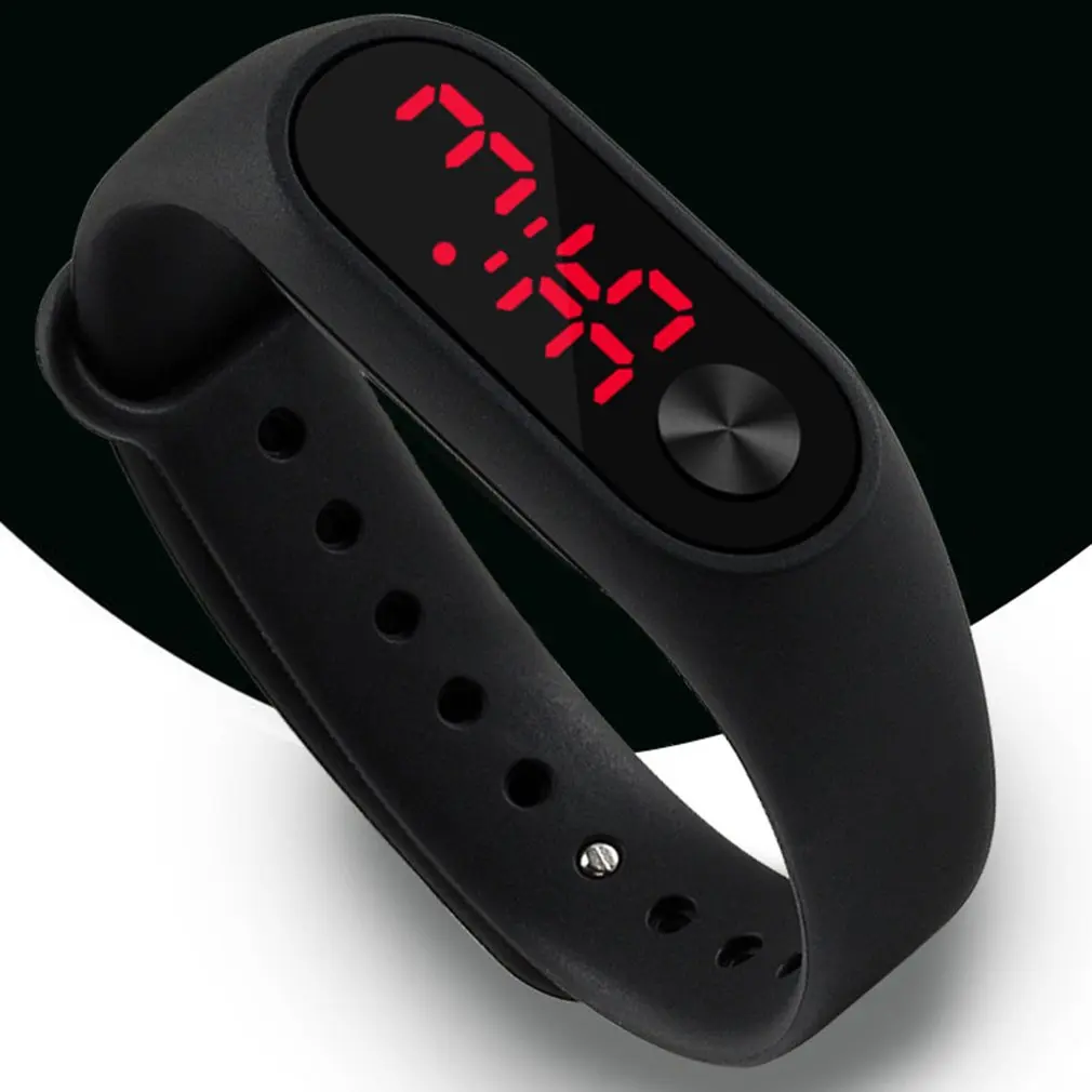 

Fashion Outdoor Simple Sports Red LED Digital Bracelet Watch Men Women Colorful Silicone Watches Kids Children Wristwatch Gift