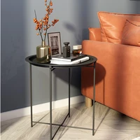 metal side table folding tray sofa table small round end tables anti rust waterproof indoor snack table