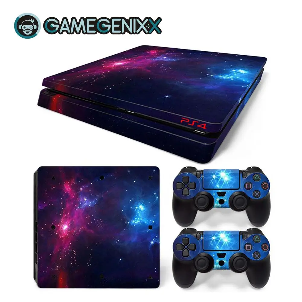 Защитная виниловая наклейка GAMEGENIXX для консоли PS4 Slim и 2 контроллера Galaxy|Наклейки| |