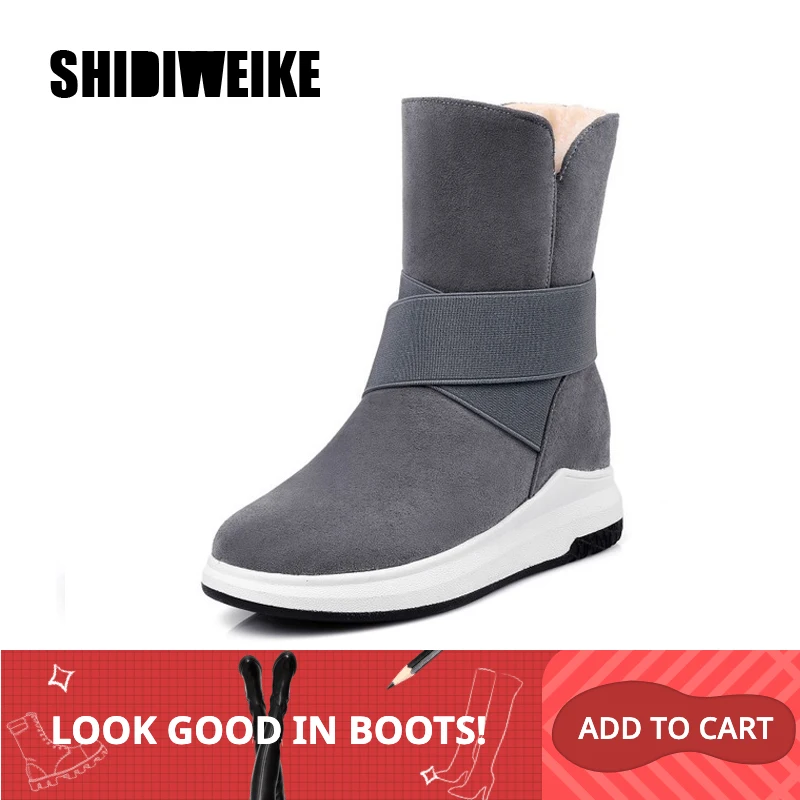 SHIDIWEIKE/женские зимние ботинки Модные Теплые плюшевые ботильоны Женская Удобная