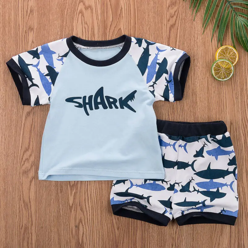 Комплект одежды для маленьких мальчиков 2019 г. Летние топы с короткими рукавами и