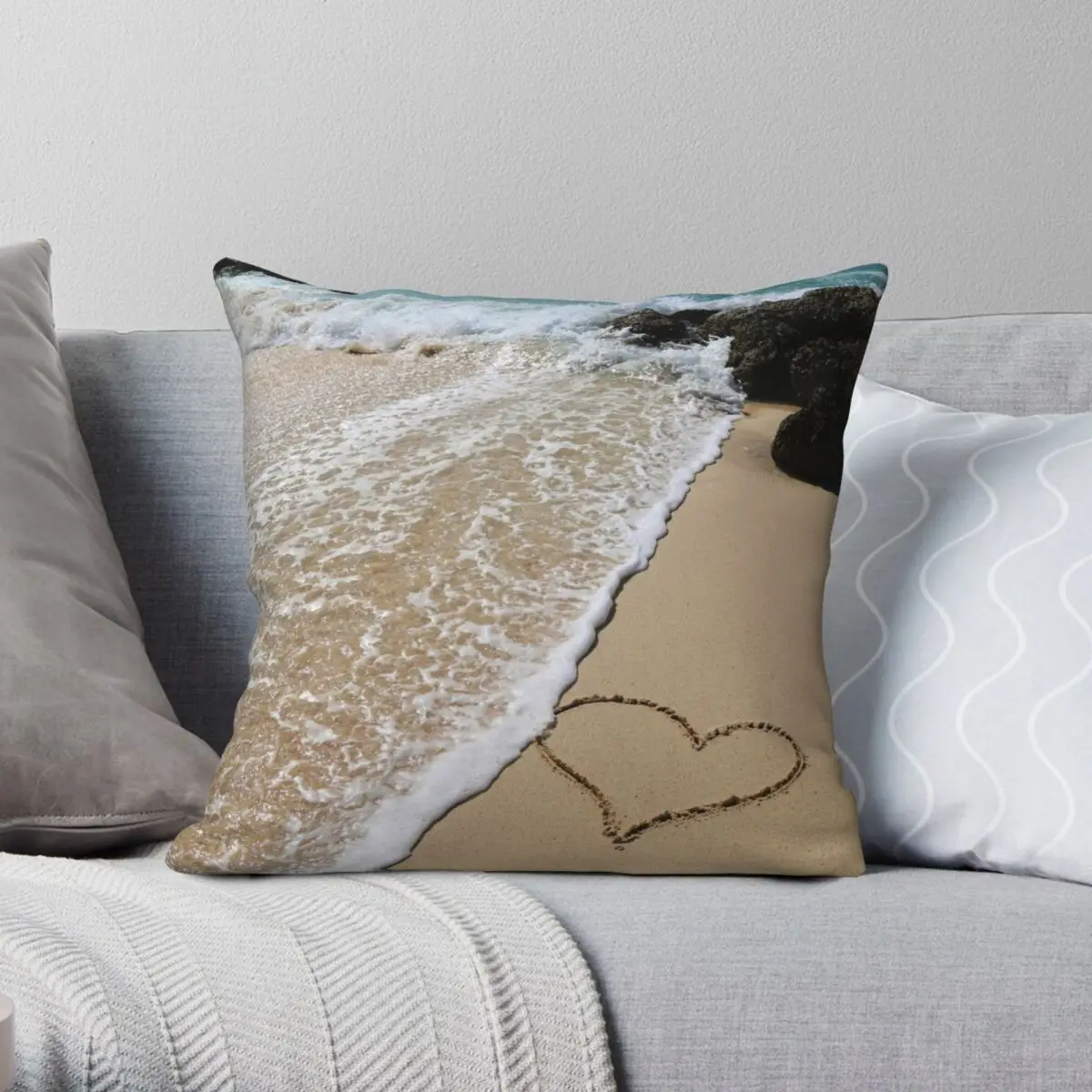 Барбадос сердце в песке квадратная подушка чехол полиэстер лен бархат принт