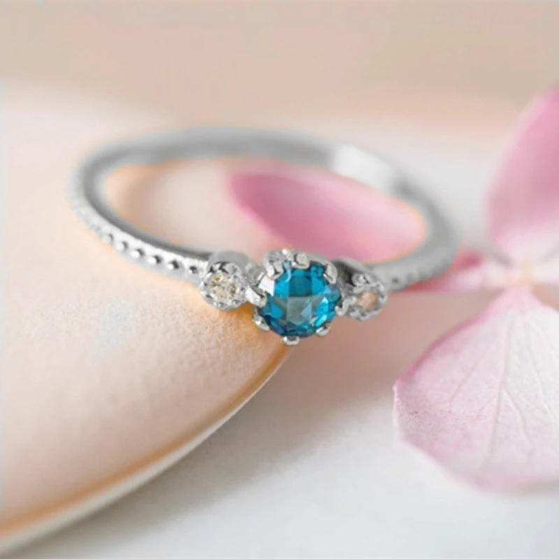 

Minimalist Small Rectangle Crystal Ring Yellow Gold Blue Zircon Stacking Thin Rings For Women Stacking Ring Jewelry