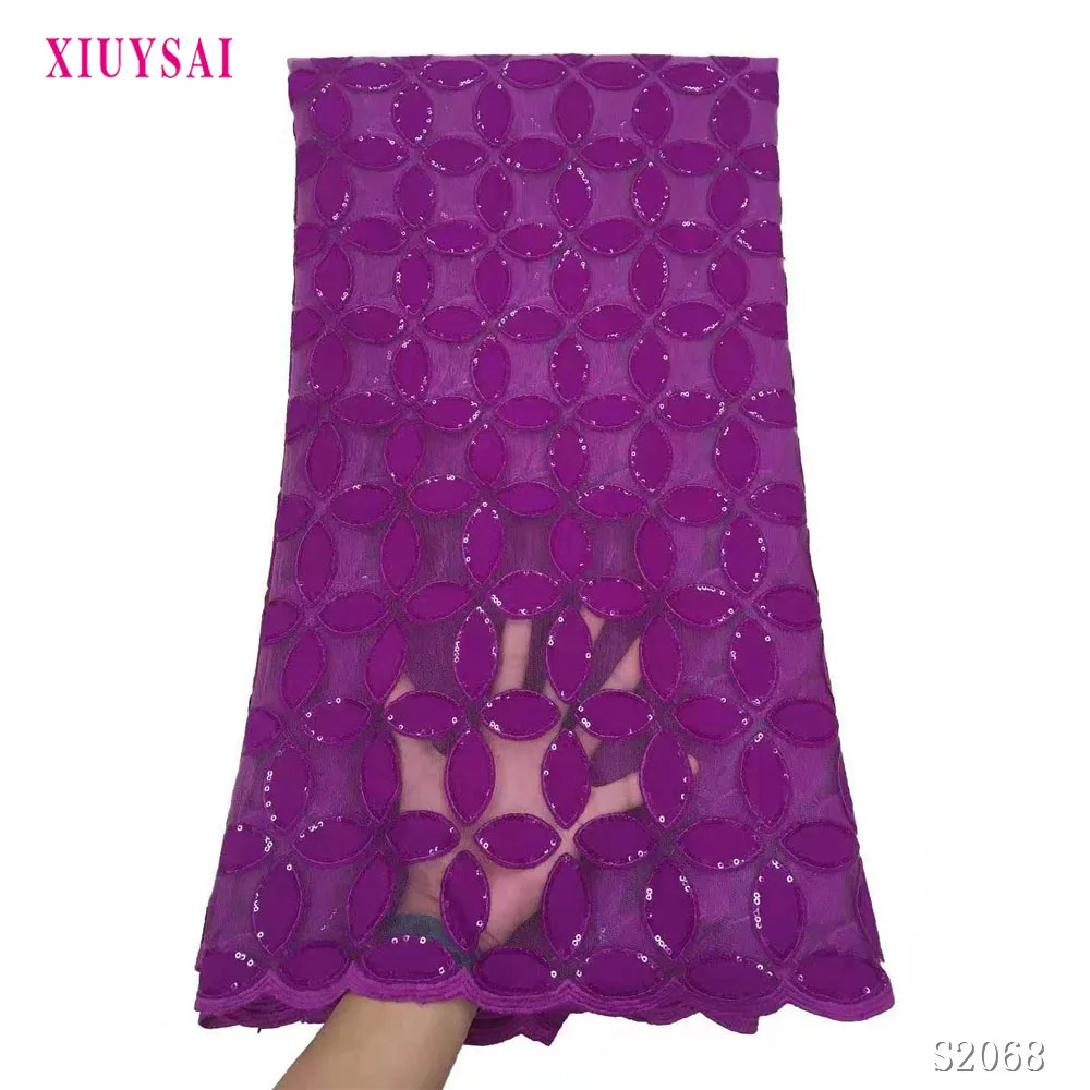 

african lace fabric 2021 high quality lace blue french african guipure lace cord lace with sequins for wedding 5yards S677