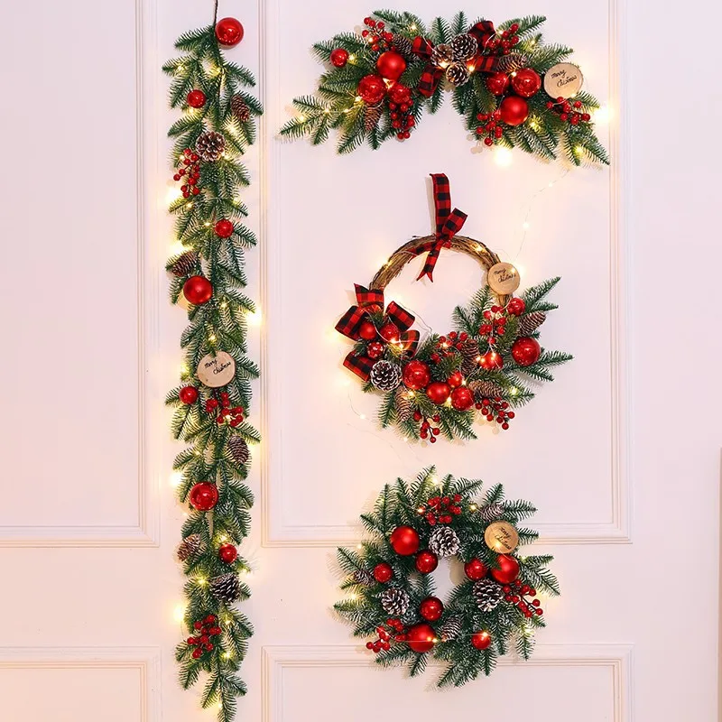 

Рождественские украшения, имитация ротанга, Рождественская елка, окно, разметка двери, Искусственная елка, Рождественский венок