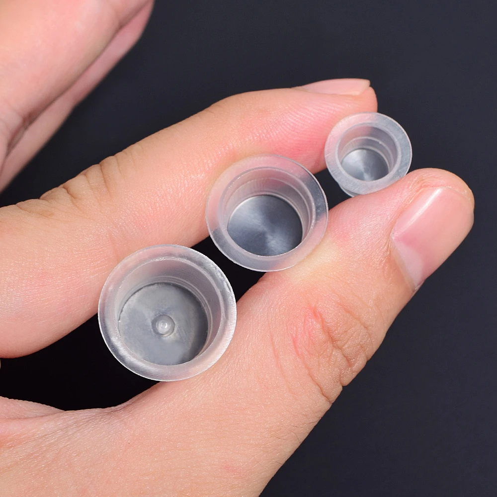 

100Pcs Plastic Microblading Tattoo Ink Cup Cap Makeup Pigment Clear Holder Container S/M/L Size for Needle Tip Grip Tattoo Tools