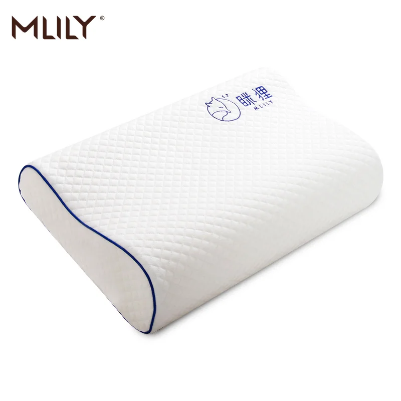Mlily-almohada ortopédica de espuma viscoelástica para el dolor de cuello, funda de almohada bordada para dormir, 60x30cm