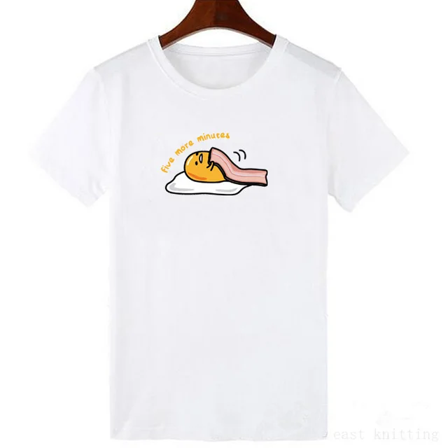 Японская забавная футболка Harajuku Gudetama Lazy Egg Yolk, мужская хлопковая футболка Kawaii с мультяшным принтом, новинка, женская футболка, топы