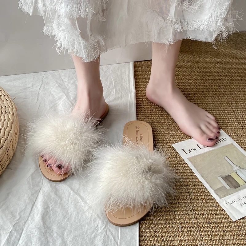 

Fur Shoes House Slippers Platform Summer Clogs Woman Luxury Slides Pantofle Plush Beach Designer 2021 Flat Fabric PU Fashion Bas