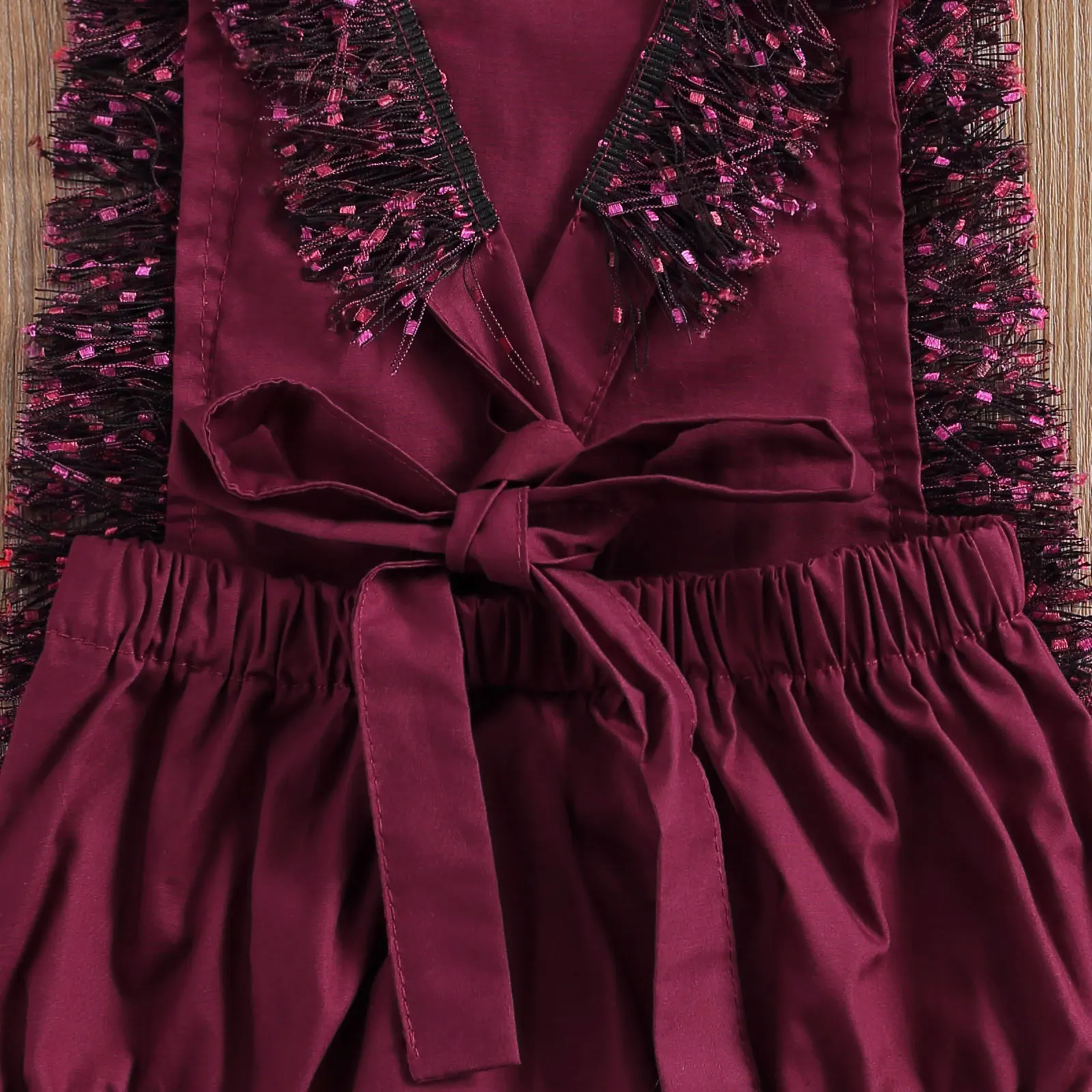 

Princess Baby Girls Rompers Ruffles Sleeveless Solid Floral Tassel Backless Jumpsuits 0-24M