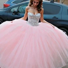 Vestidos 15 anos, Розовое Бальное платье, бальные платья, милое Тюлевое платье-дебютантка, 15 лет, хрустальные Мятные платья для выпускного вечера