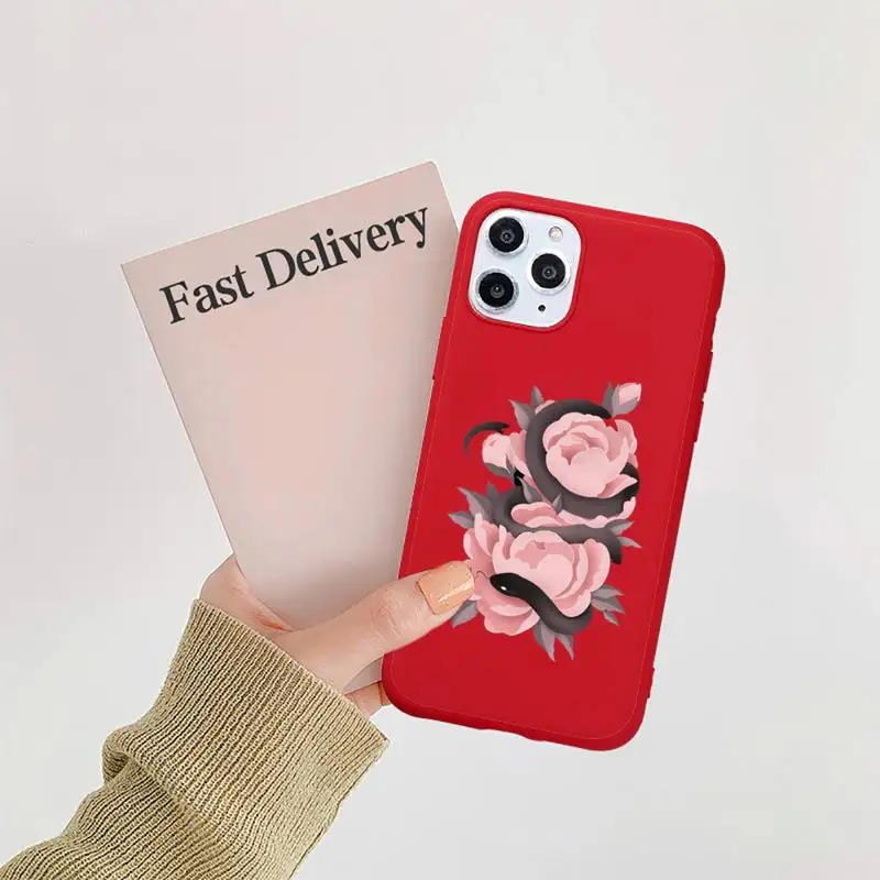 

Snake Flower Snake Painting Phone Case Candy Color for iPhone 11 12 mini pro XS MAX 8 7 6 6S Plus X SE 2020 XR