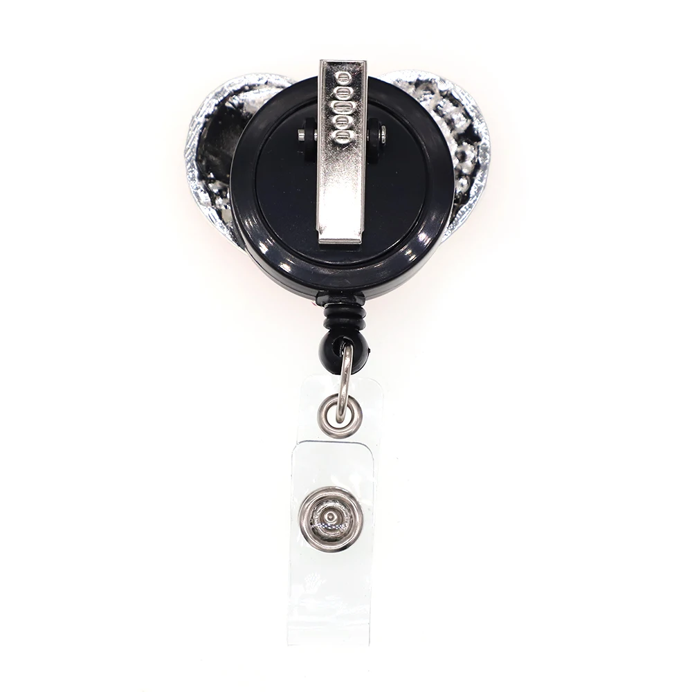 

Heart-shaped band-aid Rhinestone Retractable Pull ID Badge Scroll Lanyard Holder Clip