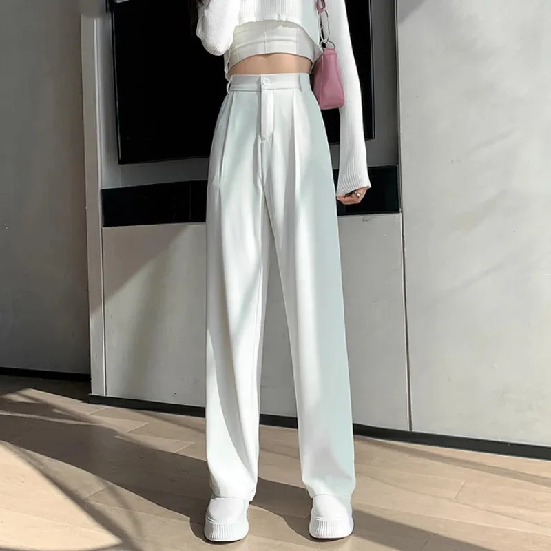 

Casual High Waist Loose Wide Leg Pants for Women Autumn New Female Floor-Length White Suits Pants Ladies Long Trousers