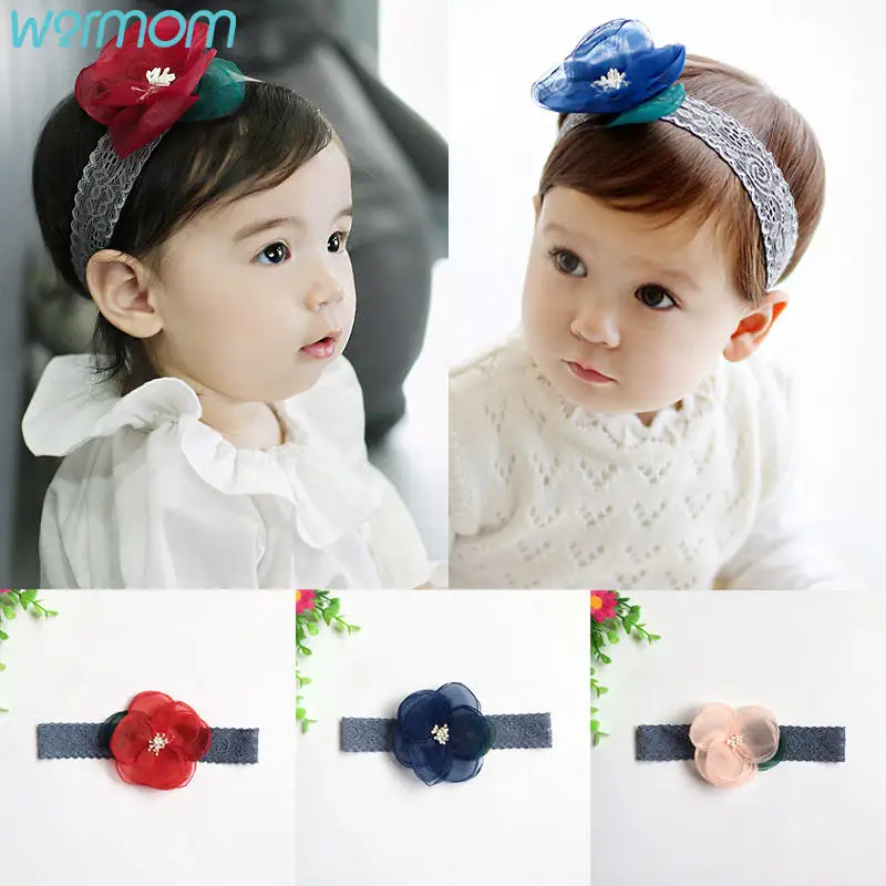 

Детская Кружевная повязка для волос Warmom с цветами, Детские аксессуары для волос, детский головной убор, милая детская повязка для волос