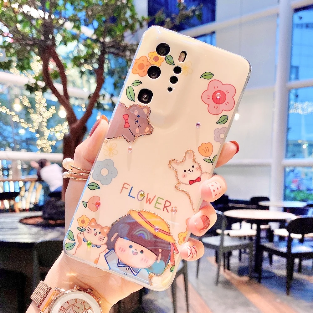 

sumkeymi Cute Girl Blu-ray Soft TPU Silicone Cover Phone Case For Huawei P30 P40 Pro Mate 30 40 Pro Nova 7SE 8SE honor V30 30S