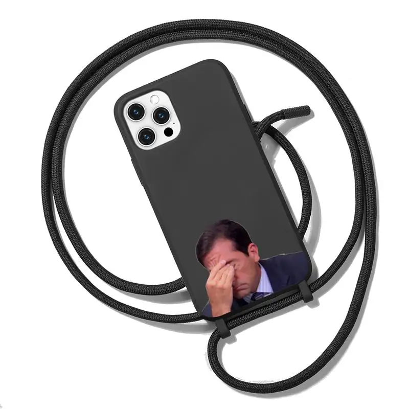 

Michael Scott The Office clear Phone Case Necklace Lanyard for iPhone 12 11 8 7 se 2020 mini pro X XS XR MAX Plus