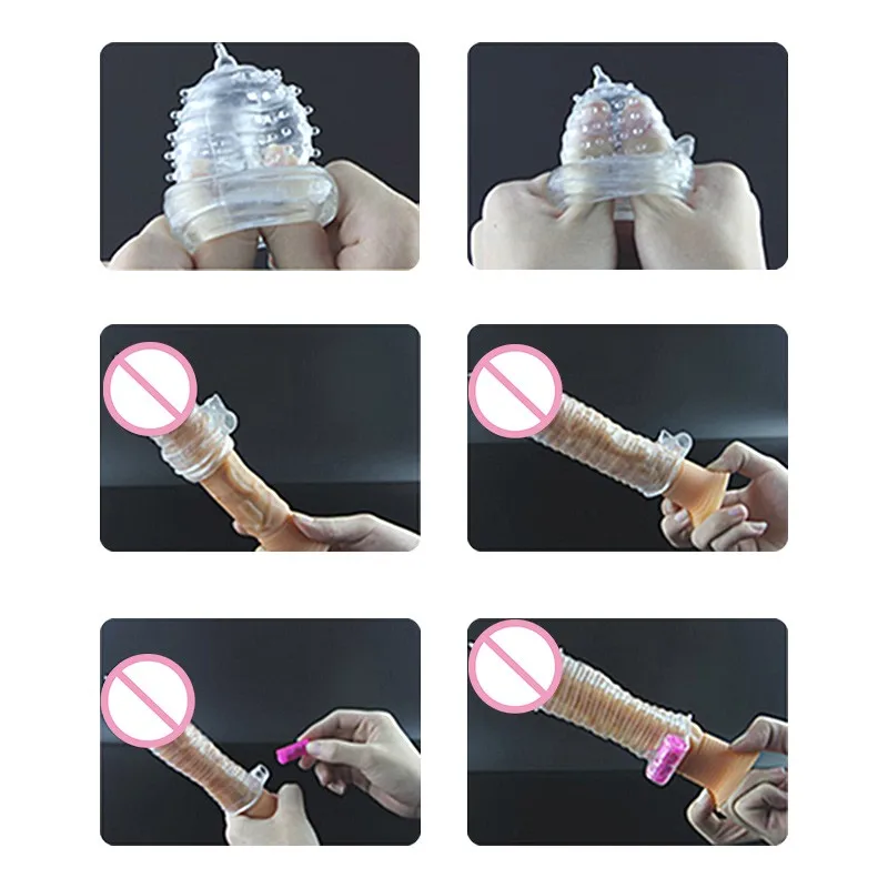 Вибрирующий рукав для пениса - секс-игрушка для мужчин мастурбатор Кристалл Переиспользуемый увеличитель Задержка Кольцо пениса Стимуляция точки G Вагина.