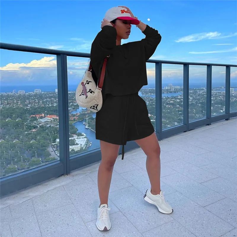 

FAKUNTN Young Party Lady Fashion O Neck Long Sleeve Bro And Hot Short Casual Lady Fashion Tracksuits High Street Outfits