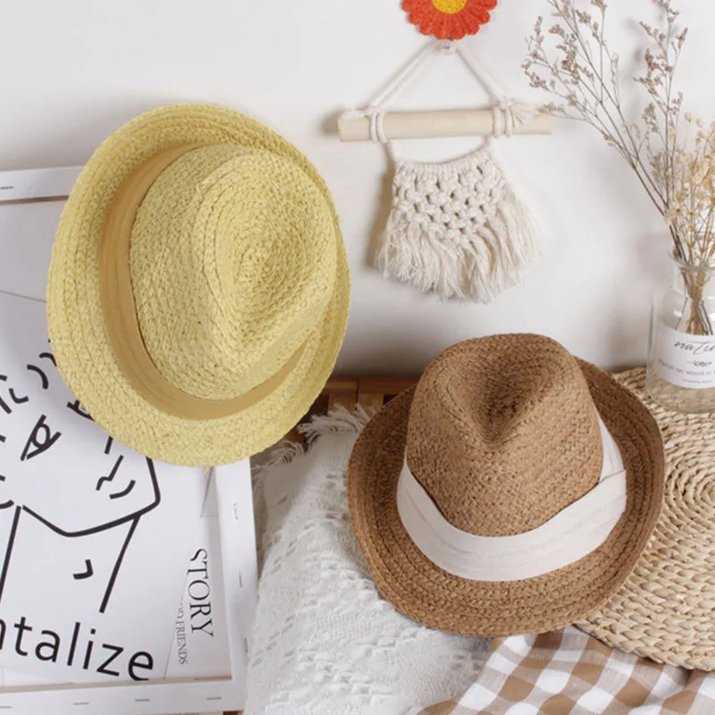 

2-6 Years Old Children's Straws Hats New Fashion Kids Baby Breathable Caps Girls Boys Weave Hats Party Princess Holiday Hats