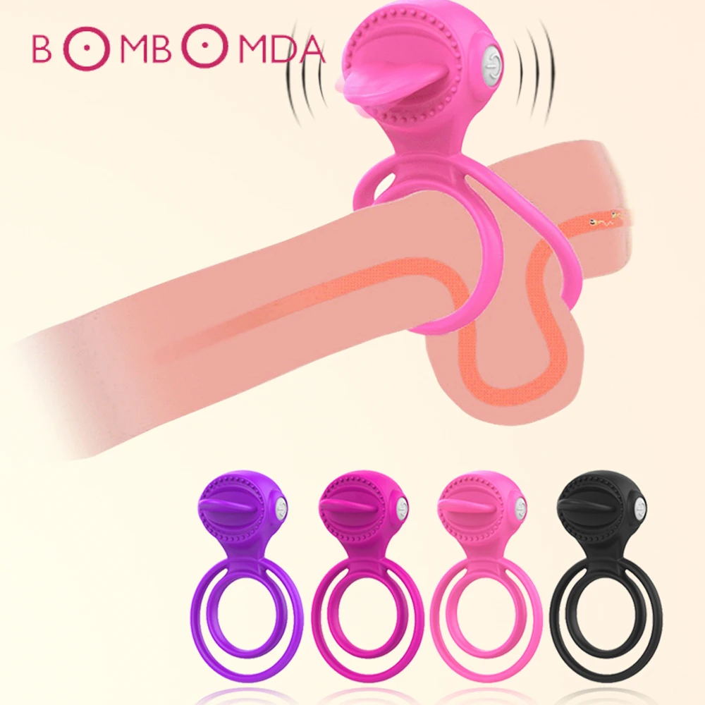 Кольцо вибратор на пенис кольцо клитор лизание вибеатор интимные игрушки для