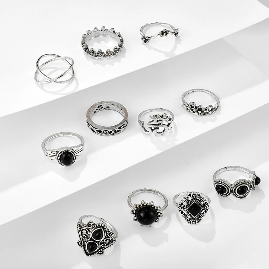 11 шт./компл. женские богемные винтажные серебряные Колечки в форме стека над