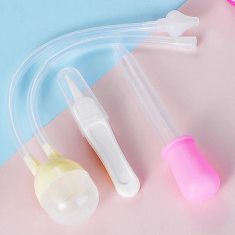 

3pcs/set Newborn Baby Safety Nose Cleaner Kids Vacuum Suction Nasal Aspirator Set Infants Medicine Dropper Accessories Baby Care