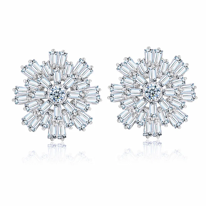 

Hot sale Fashion Snowflake Crystal Earrings High Quality Luxury Gem Sunflower Earrings for women jewelry