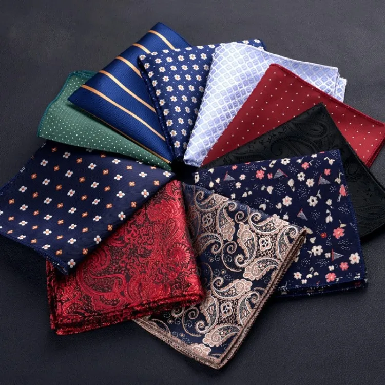 Vintage Paisley Men British Design Floral Print Pocket Square Handkerchief Chest Towel Suit Accessories